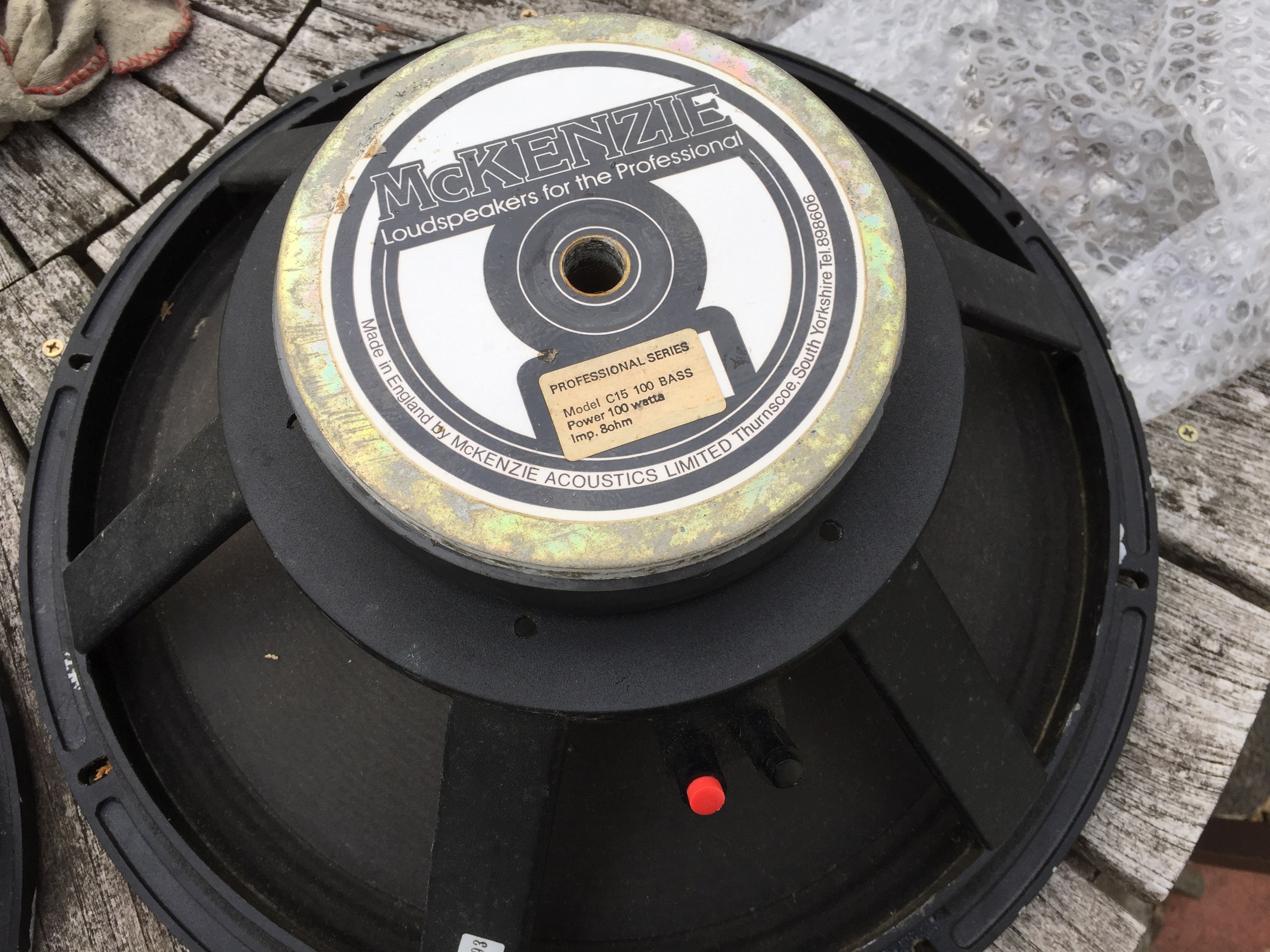 Rear of McKenzie 15-inch P17 bass drivers
